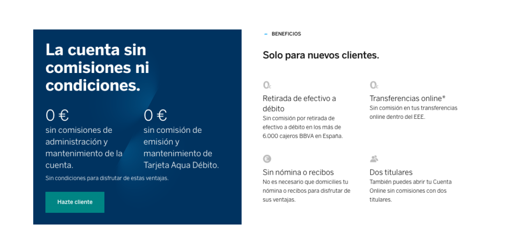 0 Comisiones al abrir la cuenta bancaria en el BBVA Online