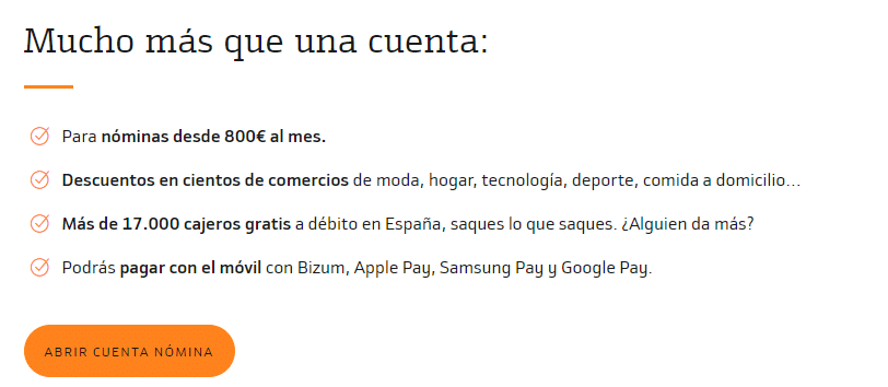 cuenta nomina Bankinter ventajas