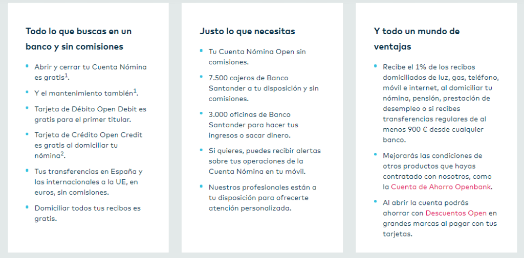 ventajas cuenta nomina openbank