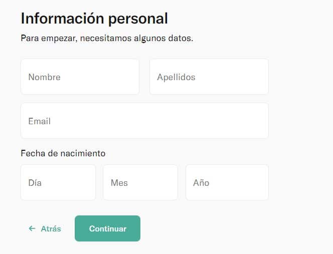 Formulario de registro N26