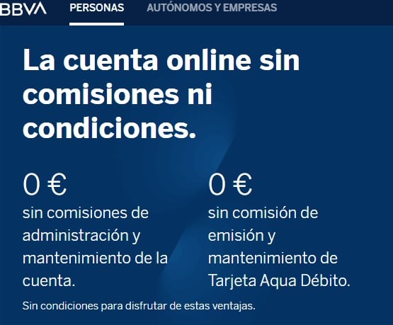 Características de la cuenta online BBVA